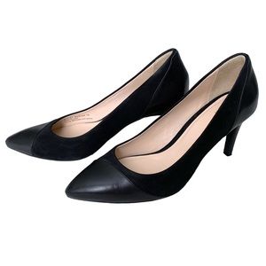Cole Haan size 7 suede leather pointed stiletto heels NWOT mixed texture